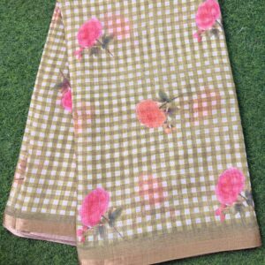 120-Checked lenin Saree